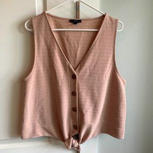 J. Crew Tie Front Knit Tank in Beige Stone, Sz L